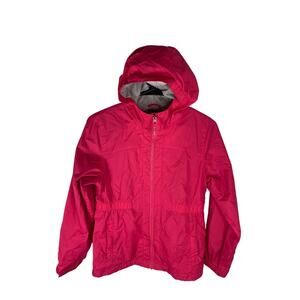 L.L. Bean Girls Hooded Windbreaker Jacket L14-16 Pink With Full Zip